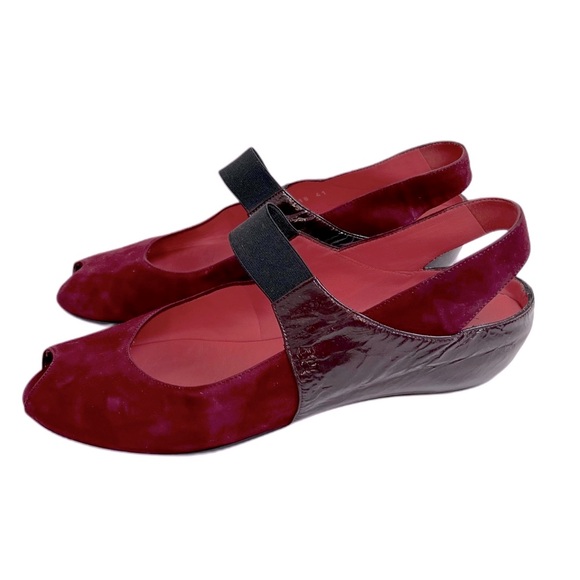 Pas de Rouge Shoes - Pas de Rouge Black Red Suede Slingback Platform Mary Jane peep toe Shoes 41 10.5